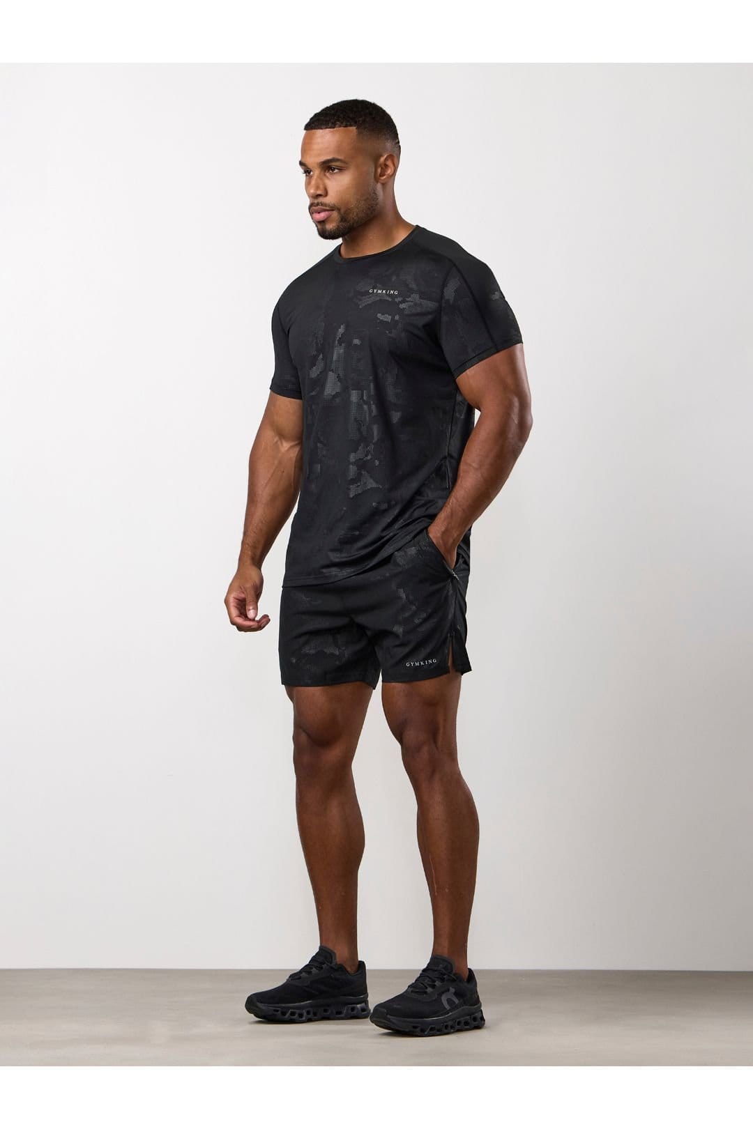 Gym King GYM KING Men's Debossed Camo Short 5" Black - 4
