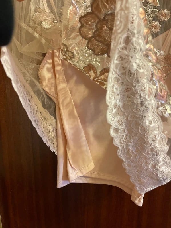 New Look Pink Sequin Top with Lace Details