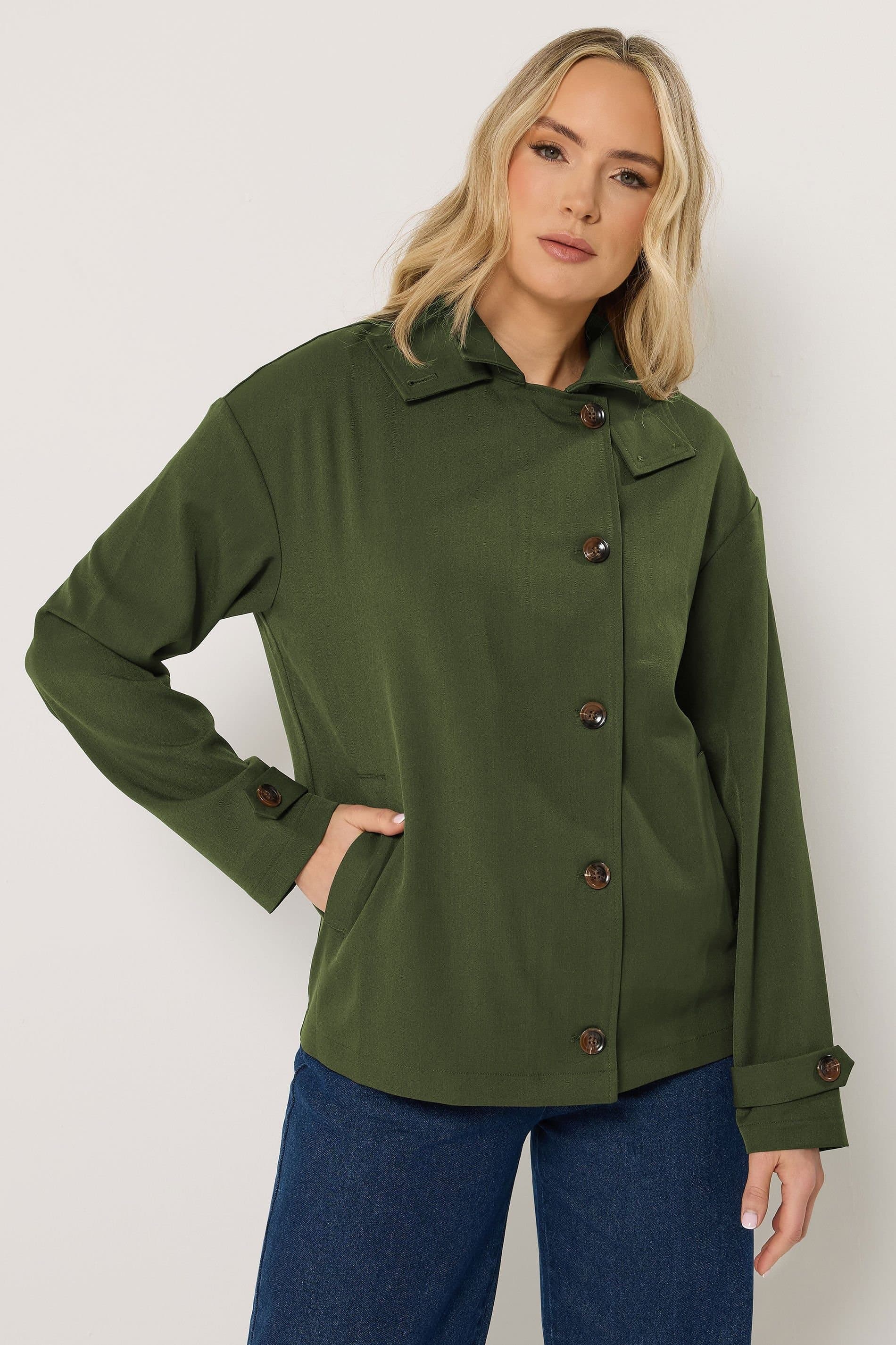 Long Tall Sally Long Tall Sally Olive Jersey Hooded Jacket