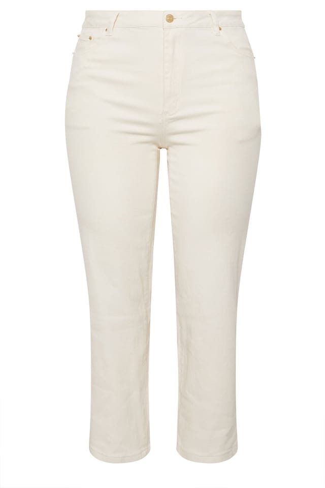 Evans Evans Women's Premium Wide Leg Jeans in Ivory - 2