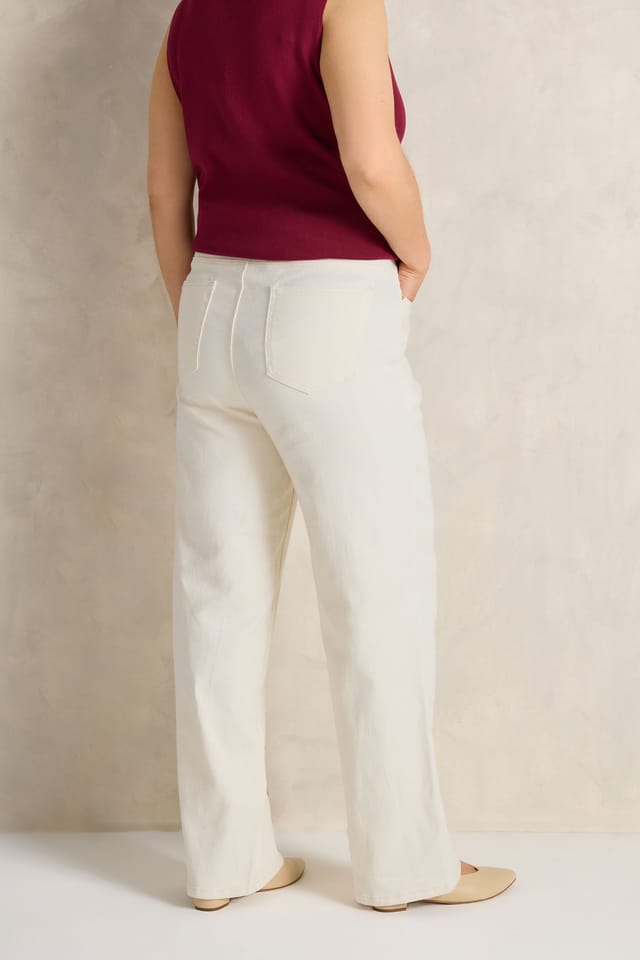 Evans Evans Women's Premium Wide Leg Jeans in Ivory - 3