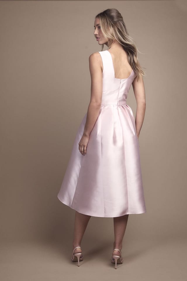 Coast Coast Women's Plunge Neck Structured Twill Midi Bridesmaid Dress in Blush - 3