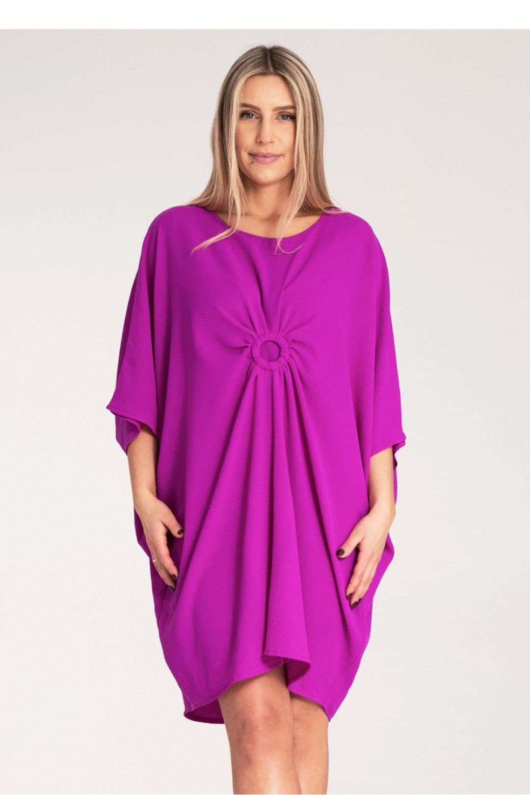 Love Lace Love Lace Women's Loose Asymmetrical Elastic Dress with Ruched Ring in Violet