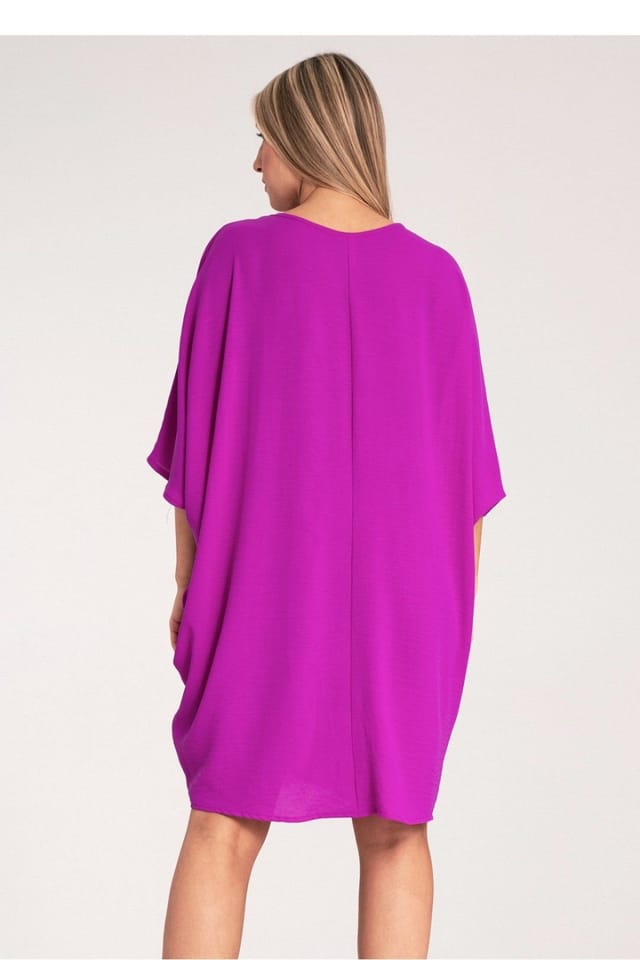Love Lace Love Lace Women's Loose Asymmetrical Elastic Dress with Ruched Ring in Violet - 3
