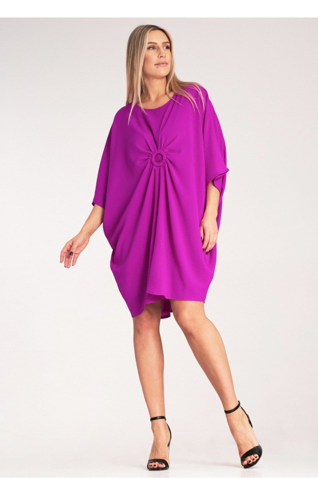 Love Lace Love Lace Women's Loose Asymmetrical Elastic Dress with Ruched Ring in Violet - 4