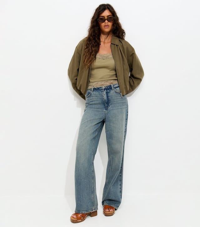 New Look Women's Light Khaki Cotton Rich Lace Trim Cami Top New Look - 2