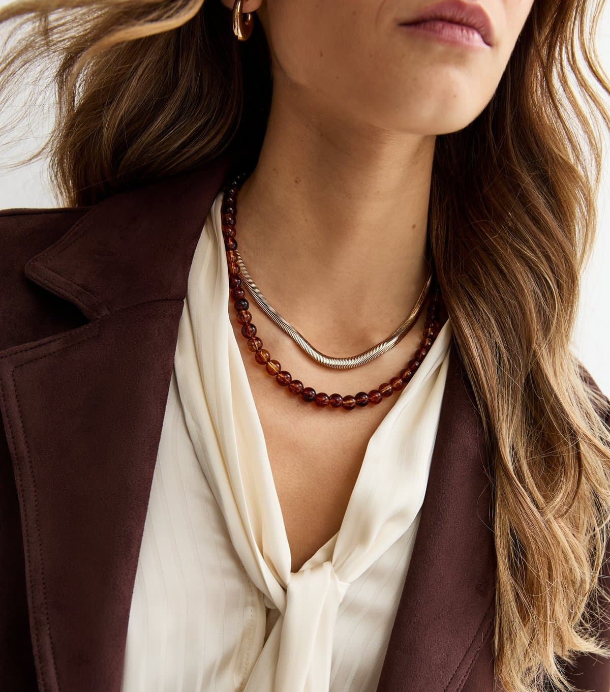 New Look New Look Gold Tone 2 Layer Snake Chain Necklace