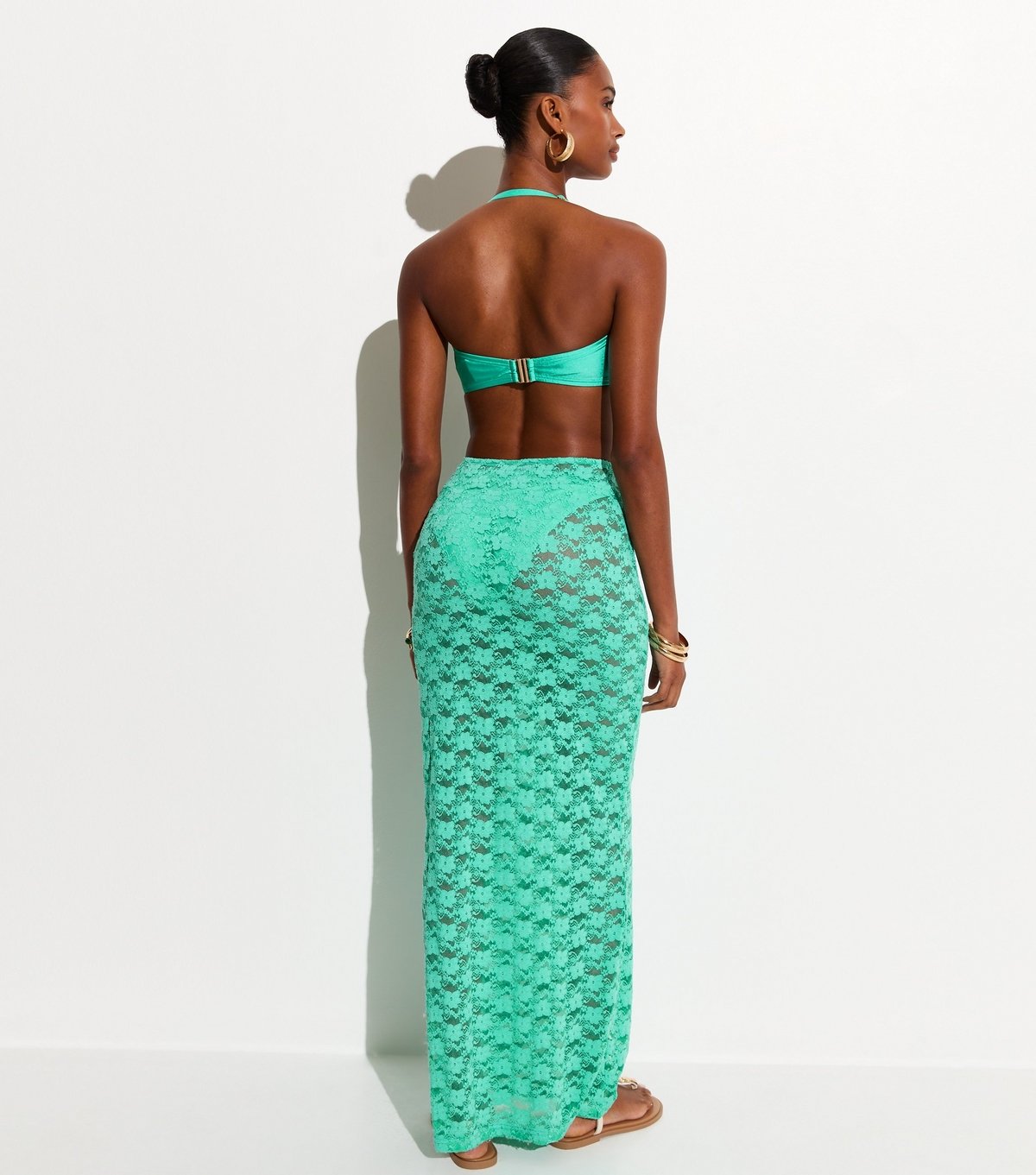 New Look Women's Turquoise Lace Column Beach Maxi Skirt New Look - 4