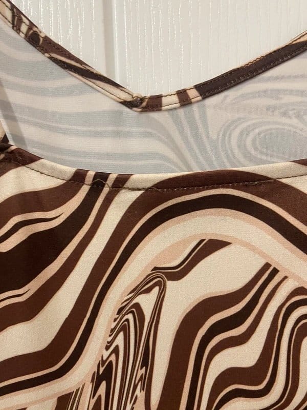 Bershka Brown and Cream Swirl Midi Dress