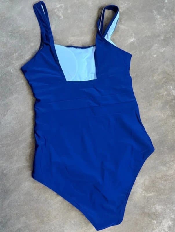 The Unbranded Brand one piece swimsuit navy tummy control ruched slimming swimwear uk 10 upf50