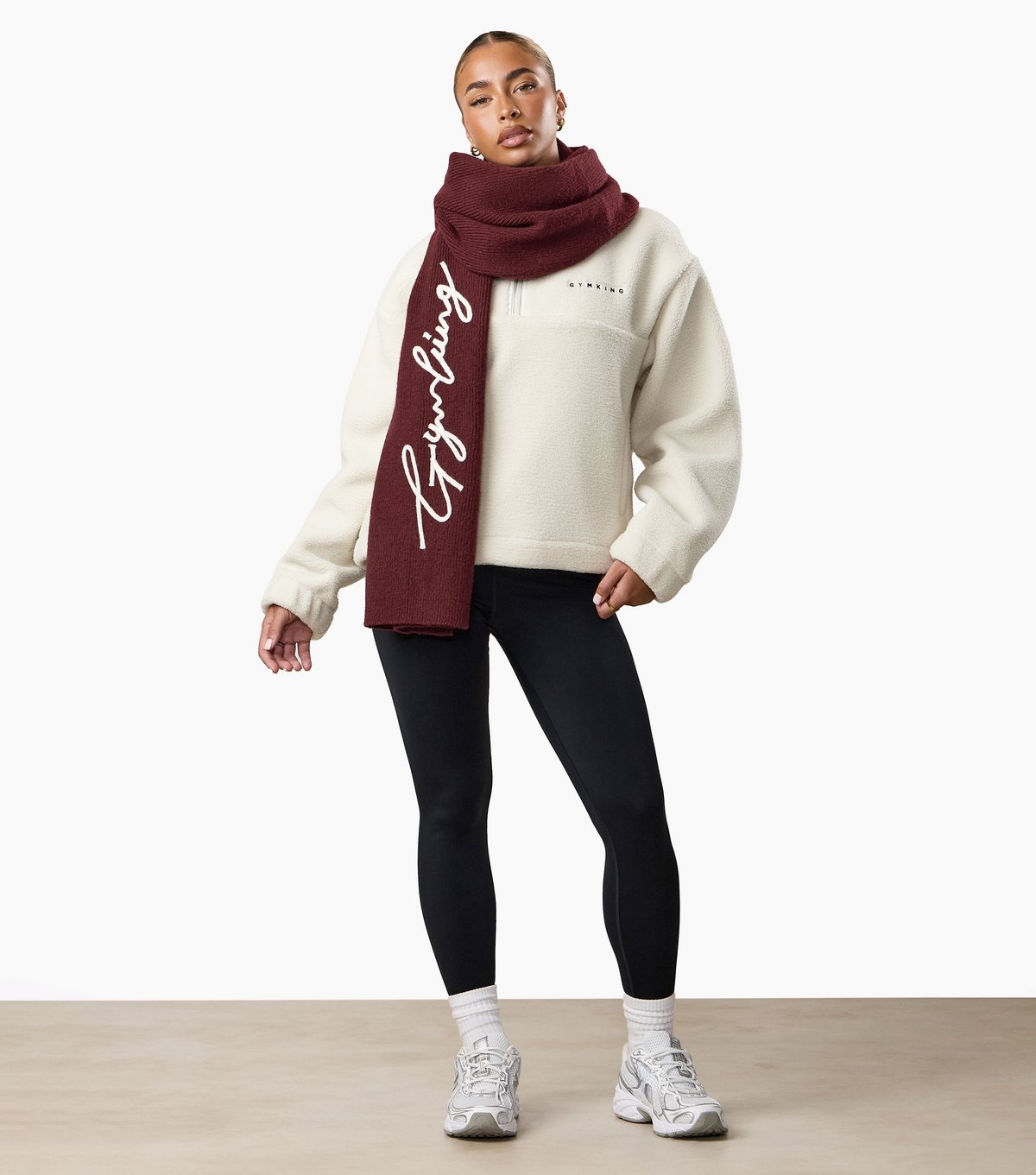 Gym King Burgundy Ribbed Knit Scarf Gym King New Look - 2