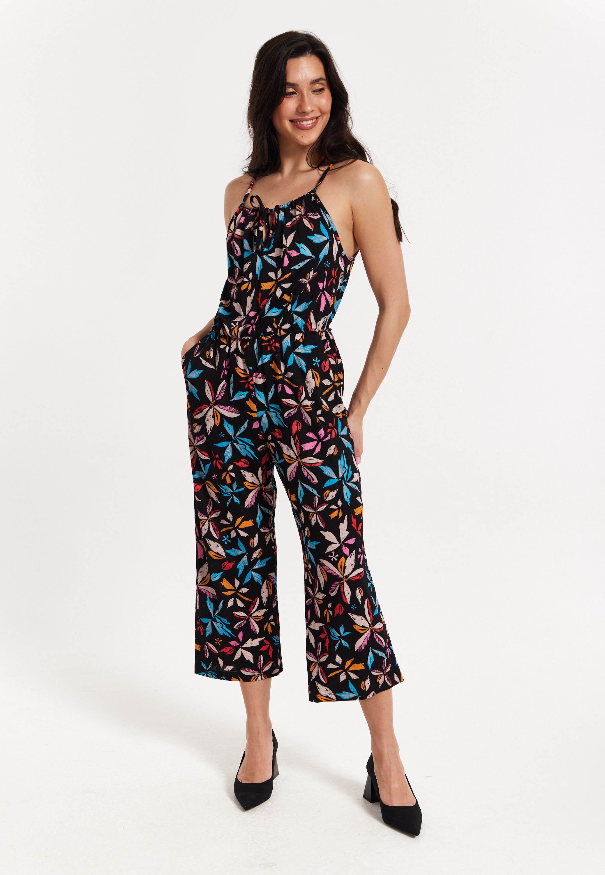 Liquorish Liquorish Women's Floral Print Sleeveless Jumpsuit - 4
