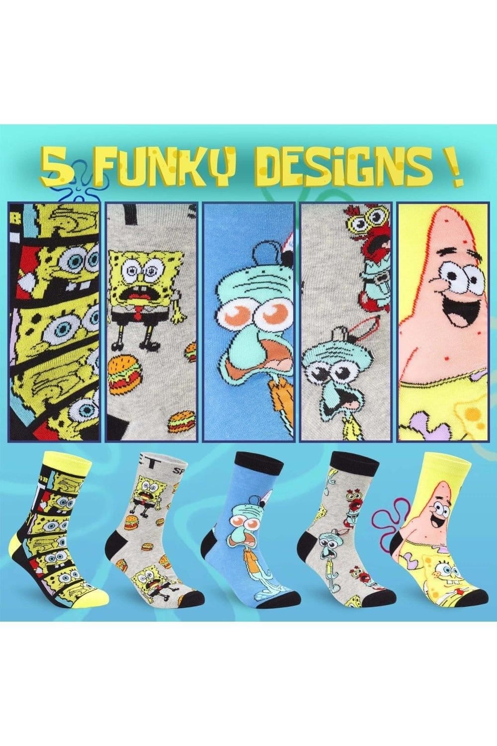 Sponge Bob Square Pants Sponge Bob Square Pants Men's 5 Pack Socks - 4