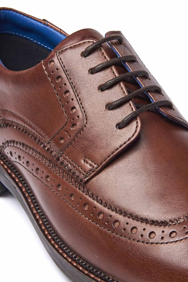 Moshulu Moshulu 'Bennett' Men's Leather Brogue Shoes in Brown - 2