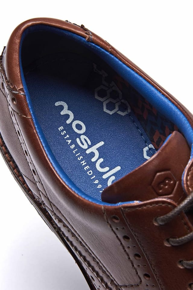 Moshulu Moshulu 'Bennett' Men's Leather Brogue Shoes in Brown - 3