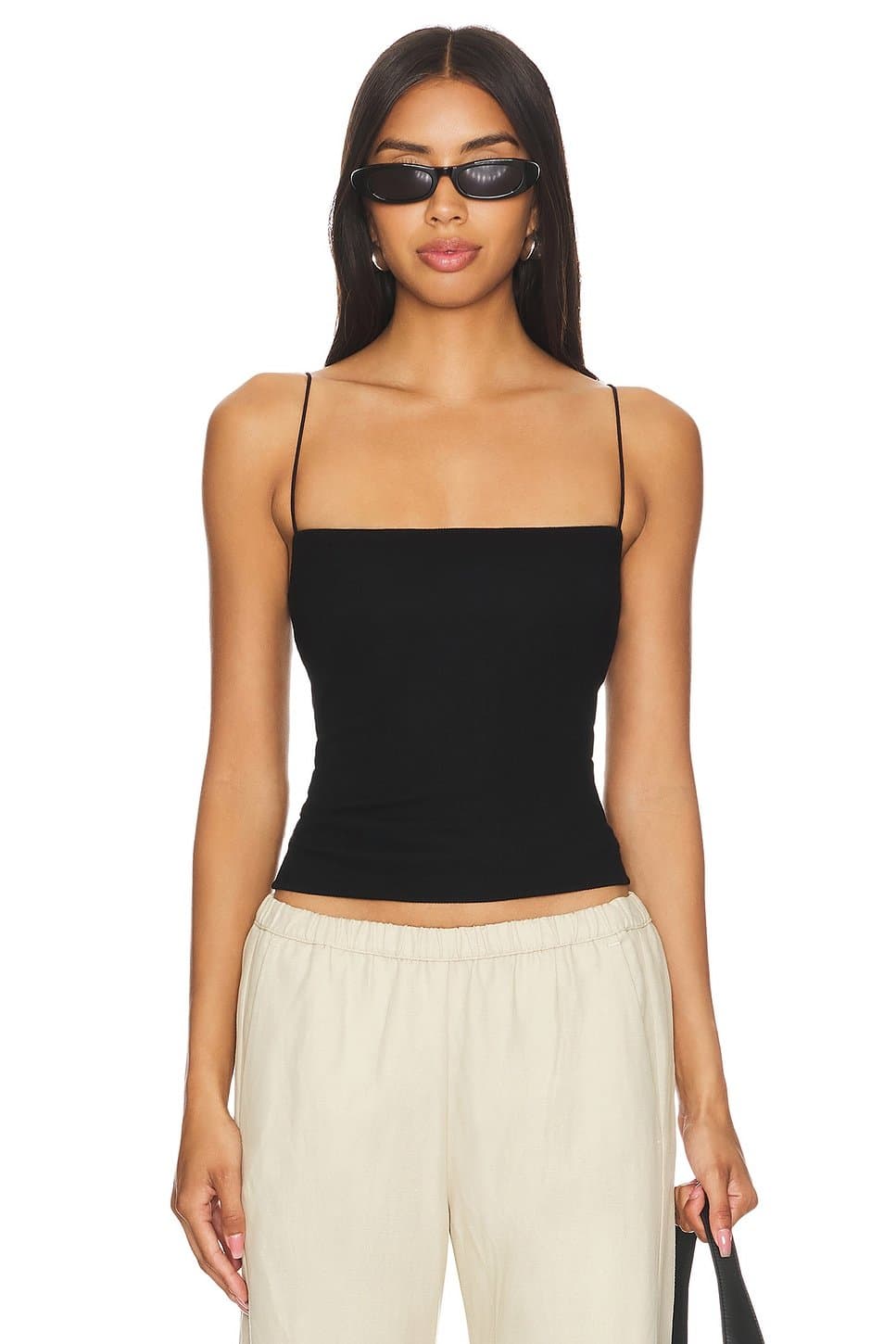 revolve Revolve Black Silk Knit Strappy Tank