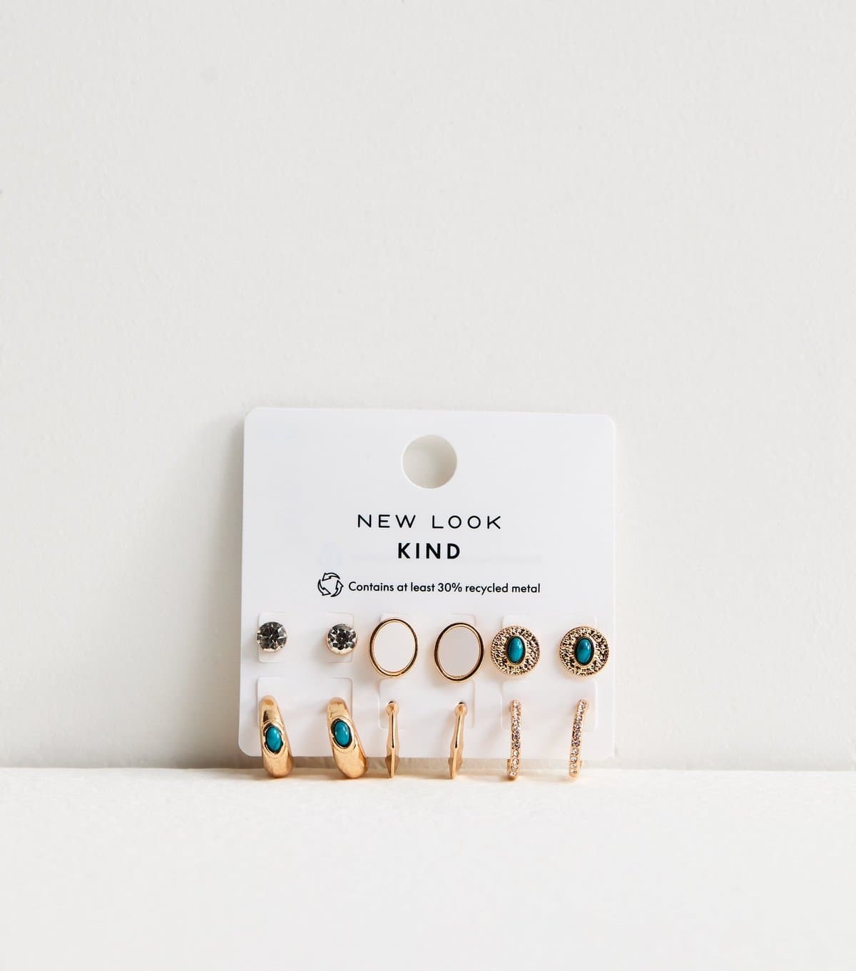 New Look Pack of 6 Gold Tone Stud and Hoop Earrings New Look