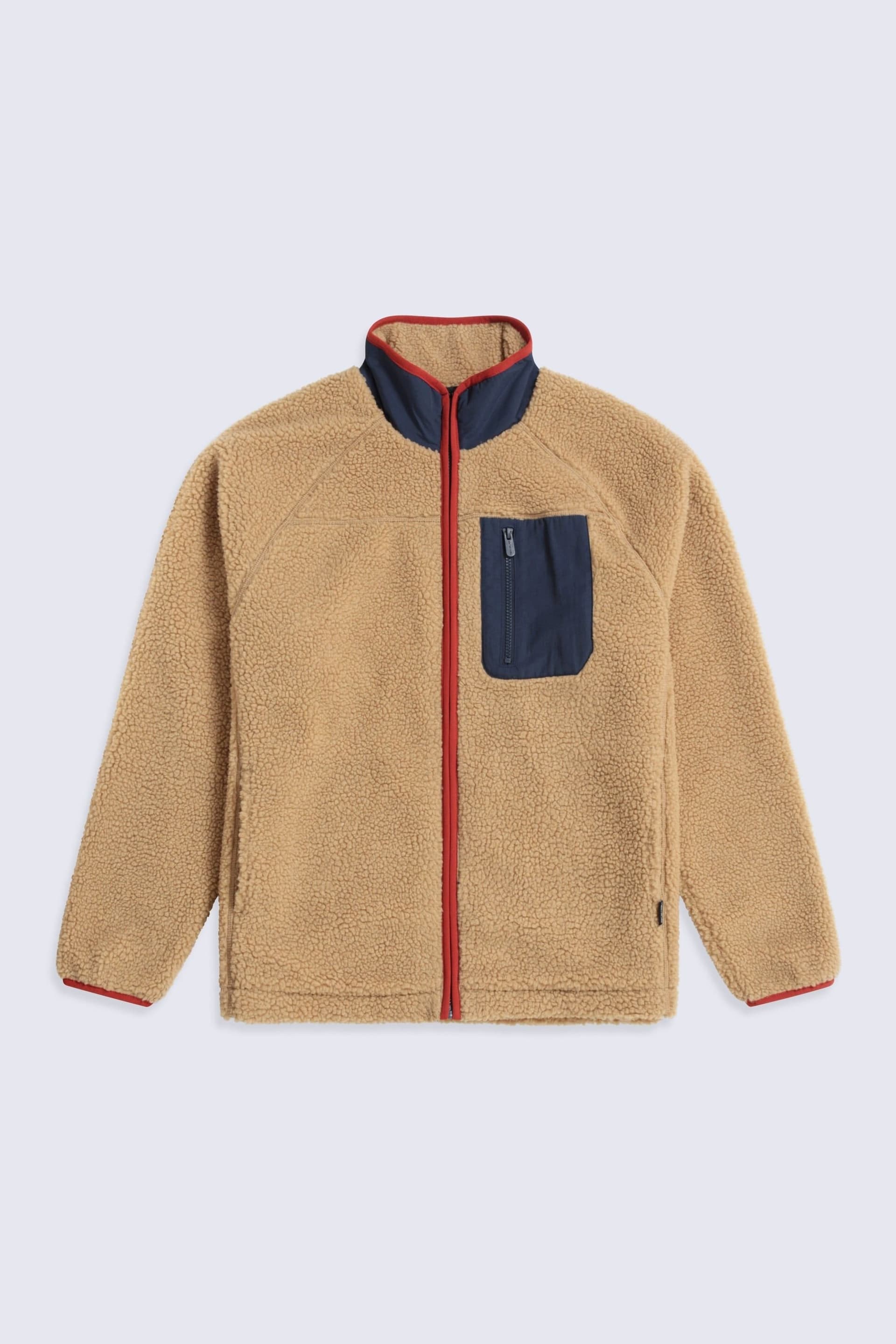 Animal Animal Men's 'Bailey' Warm Lightweight Anti-Pill Borg Casual Full-Zip Pocket Jacket in Beige