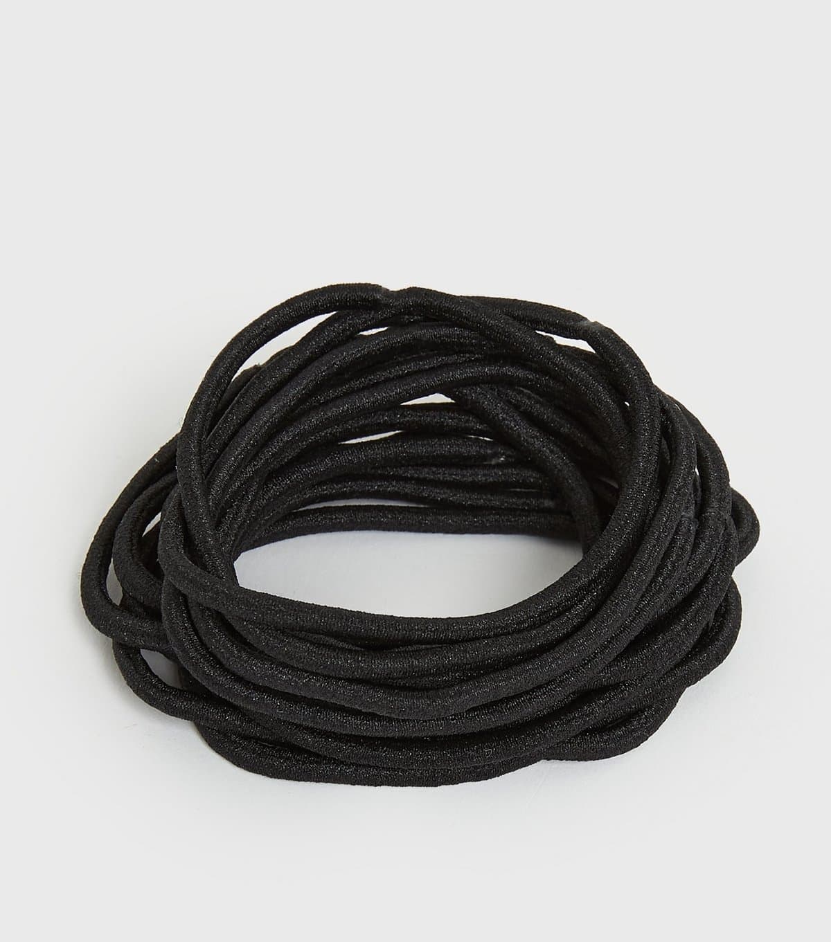New Look 15 Pack Black Skinny Ponio Hair Bands New Look