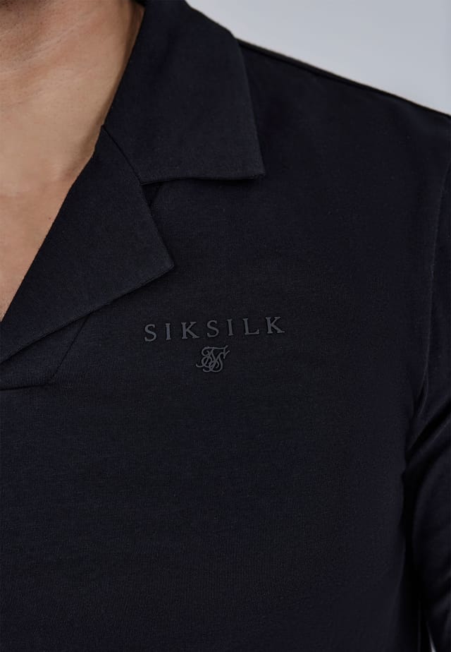 SikSilk SikSilk Men's Long Sleeve Polo in Black - 2