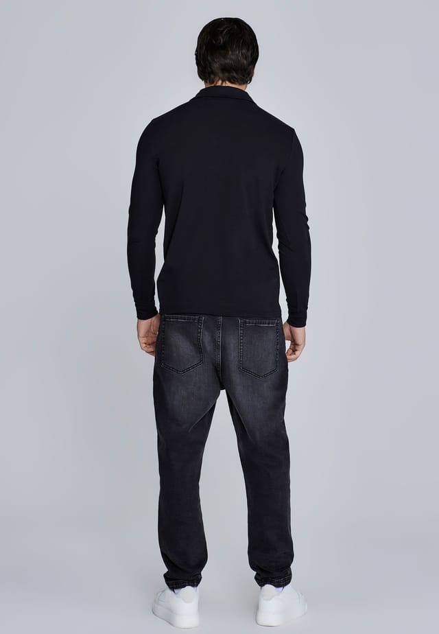 SikSilk SikSilk Men's Long Sleeve Polo in Black - 3