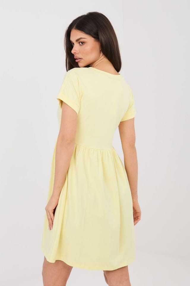 Love Lace Love Lace Women's Cotton Flared Day Dress Without Fastening in Yellow - 3