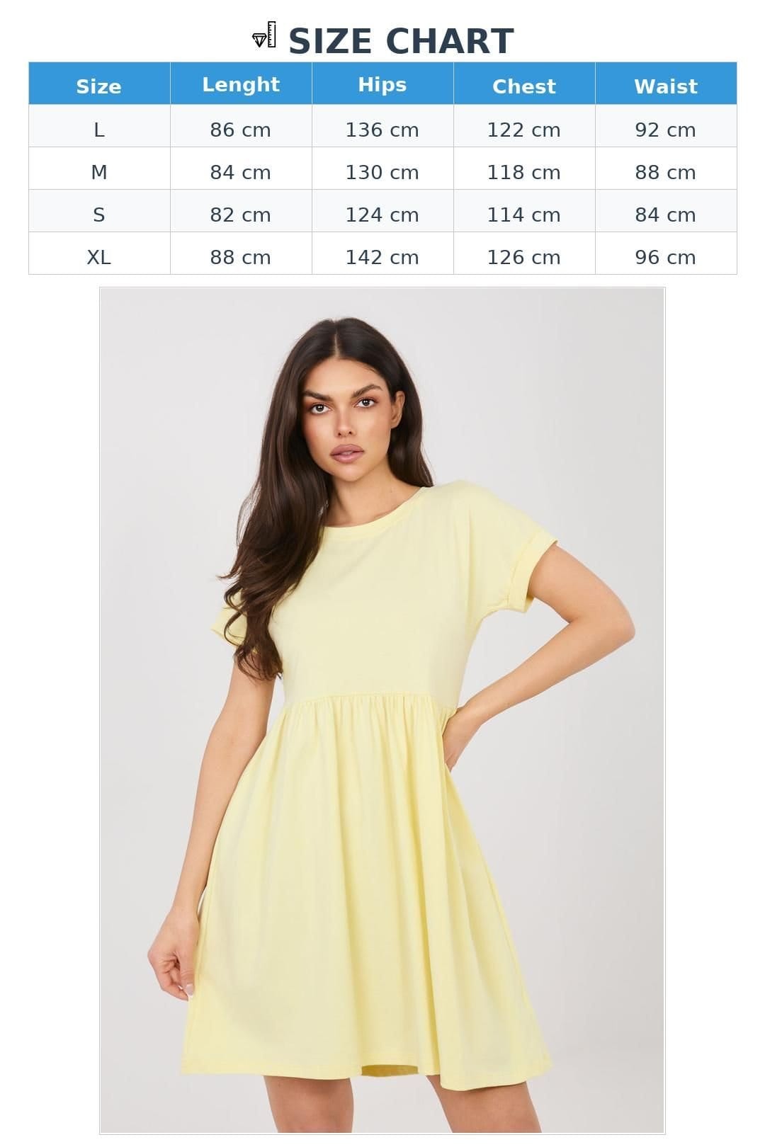 Love Lace Love Lace Women's Cotton Flared Day Dress Without Fastening in Yellow - 4