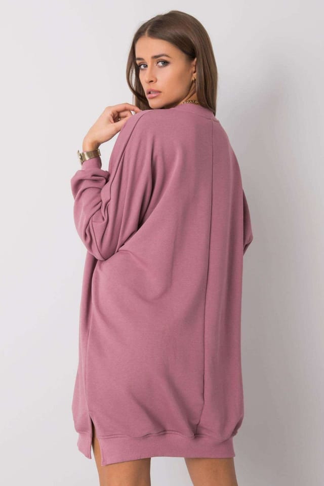Love Lace Love Lace Women's Cotton Elastane Sweatshirt Dress Loose Fit in Pink - 3
