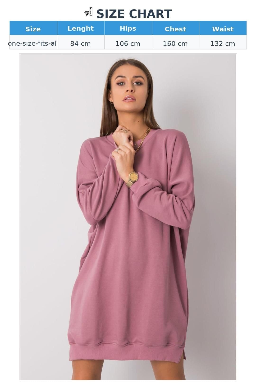 Love Lace Love Lace Women's Cotton Elastane Sweatshirt Dress Loose Fit in Pink - 4