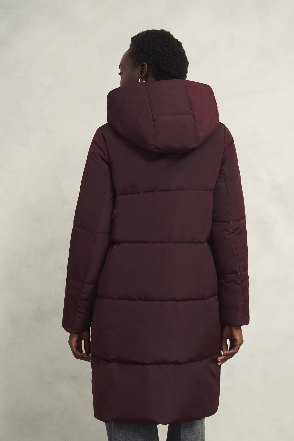 Hobbs London Hobbs London Women's Darla Longline Hooded Puffer Coat in Maroon - 4