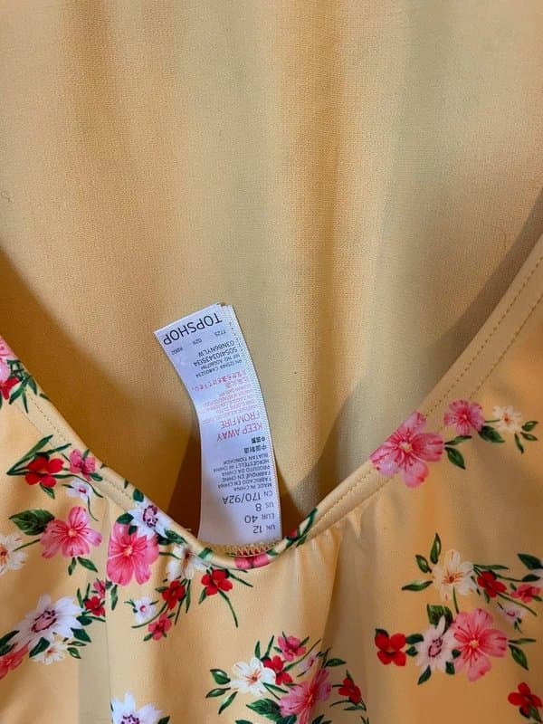 Topshop Butter yellow floral swimsuit