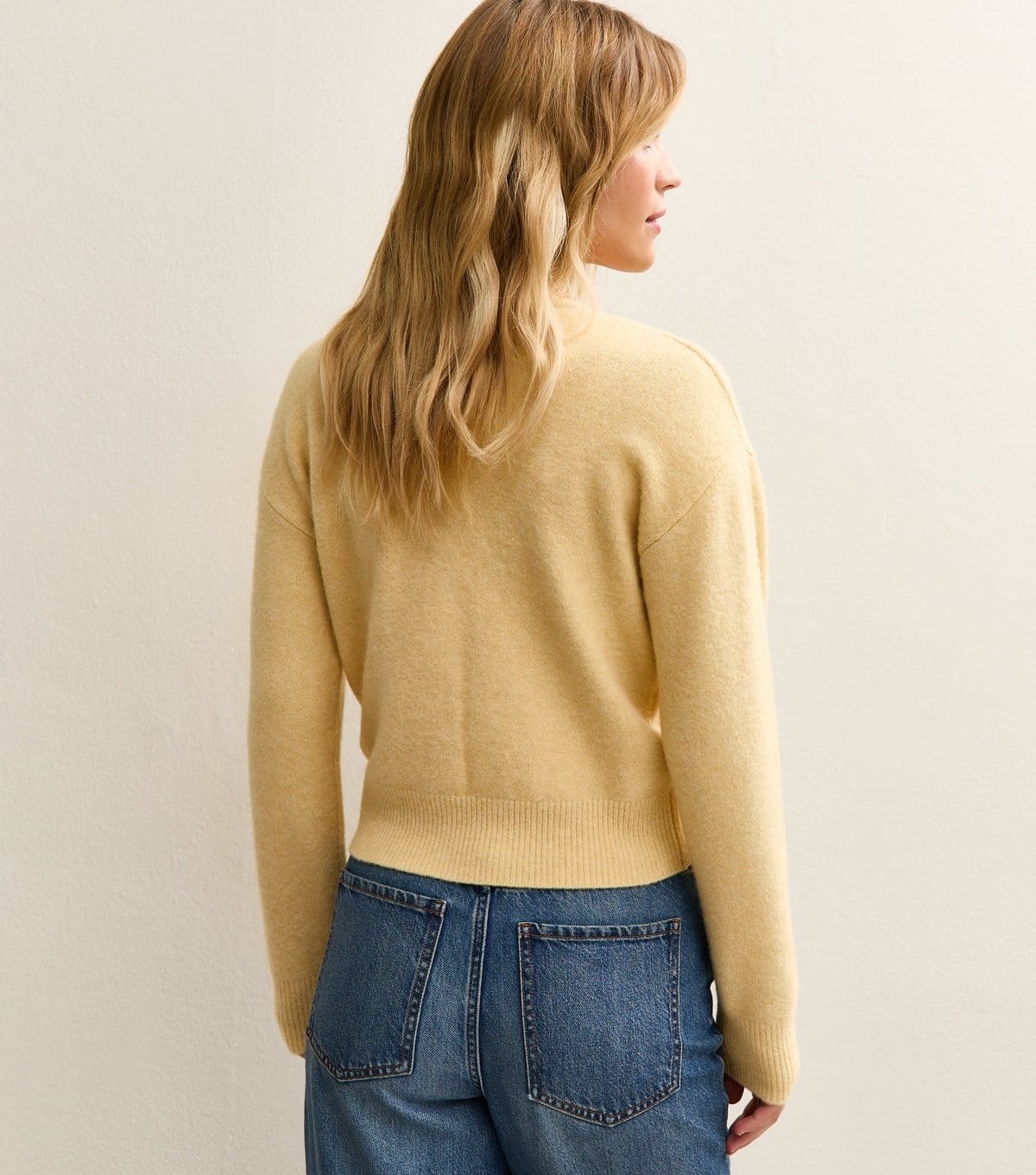 New Look Women's Light Yellow Lace Trim Crew Neck Cardigan New Look - 4