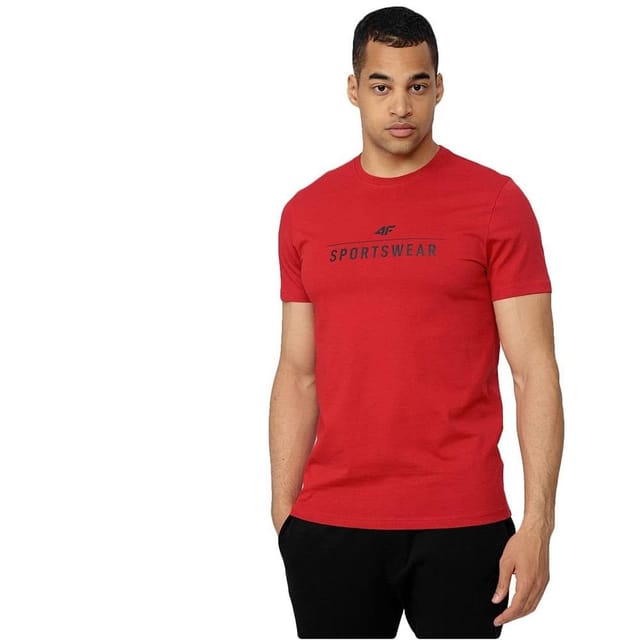 4F 4F Men's H4Z22 Logo Regular T-Shirt in Red - 3