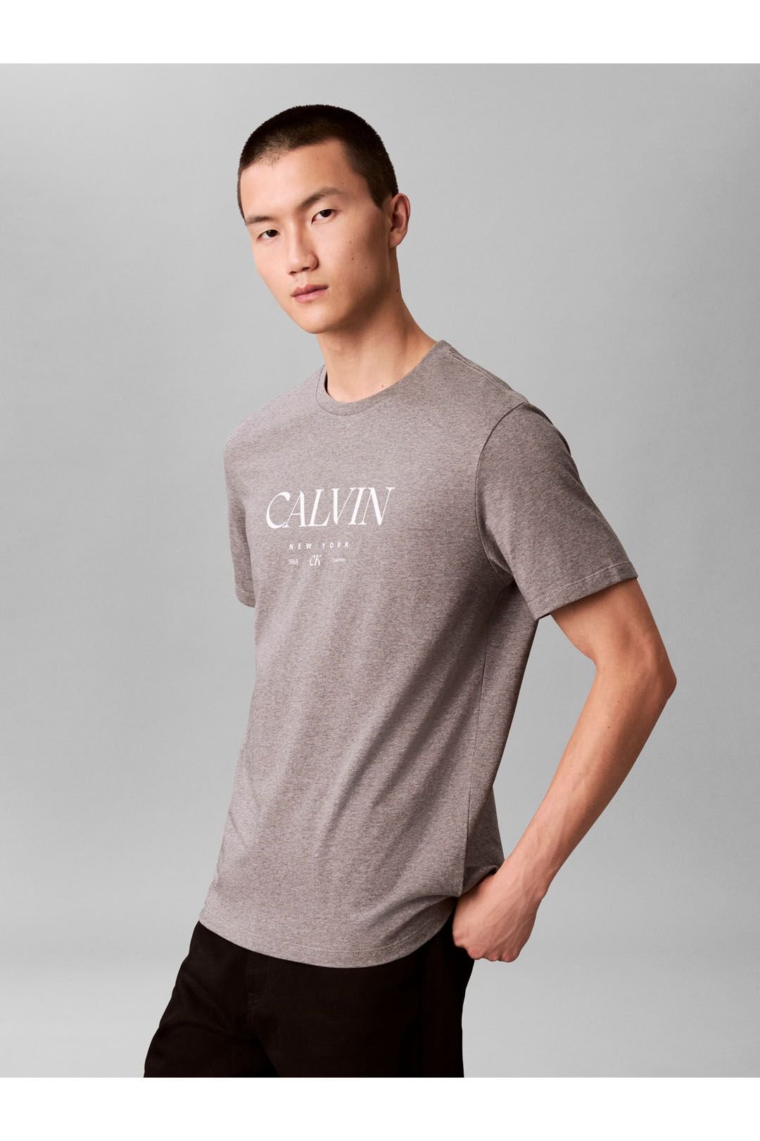 Calvin Klein Calvin Klein Men's SS 20S Ln Calvin Graphic Tee Med Grey Htr - 4