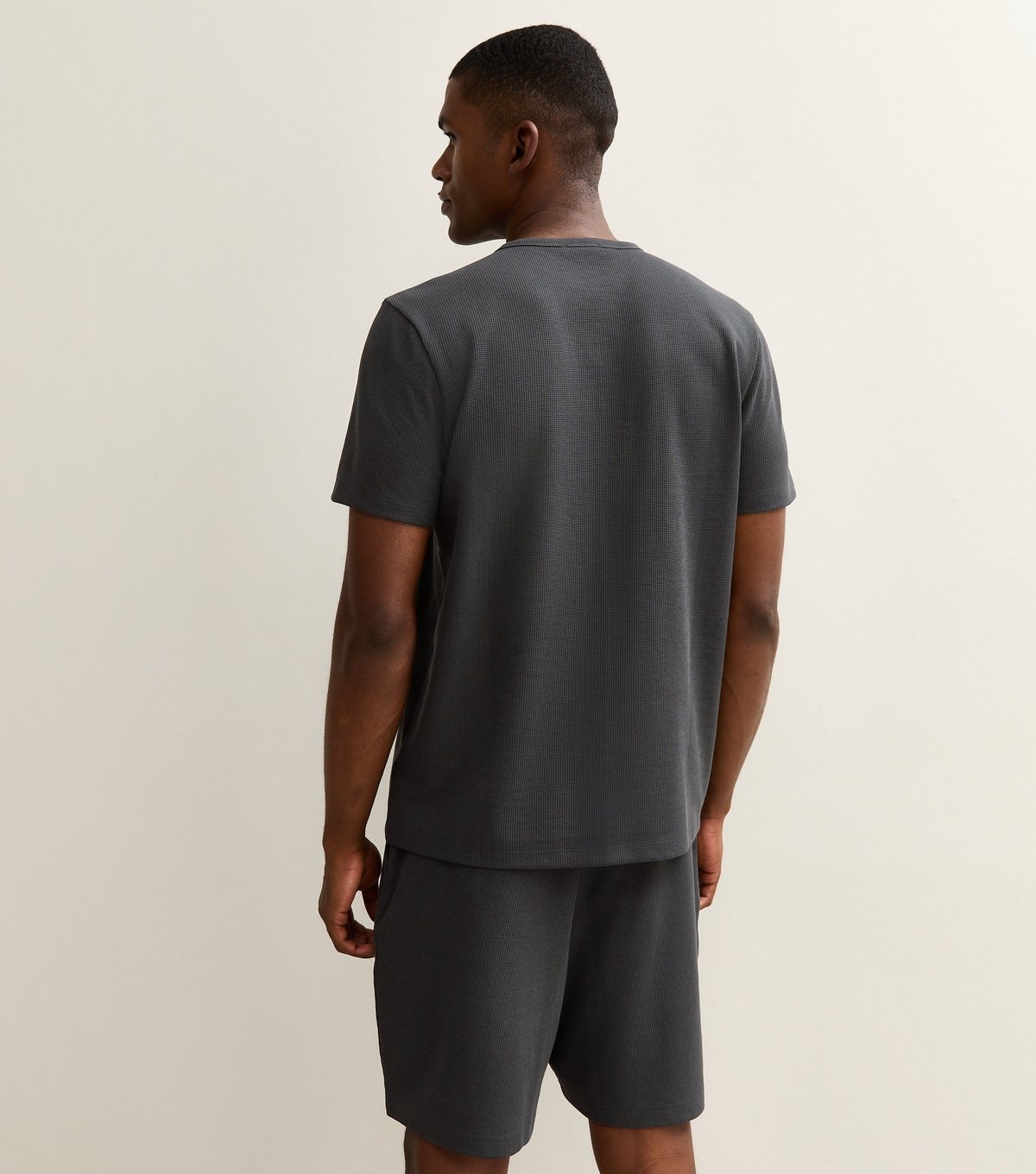 New Look Men's Dark Grey Regular Waffle Texture T-Shirt New Look - 4