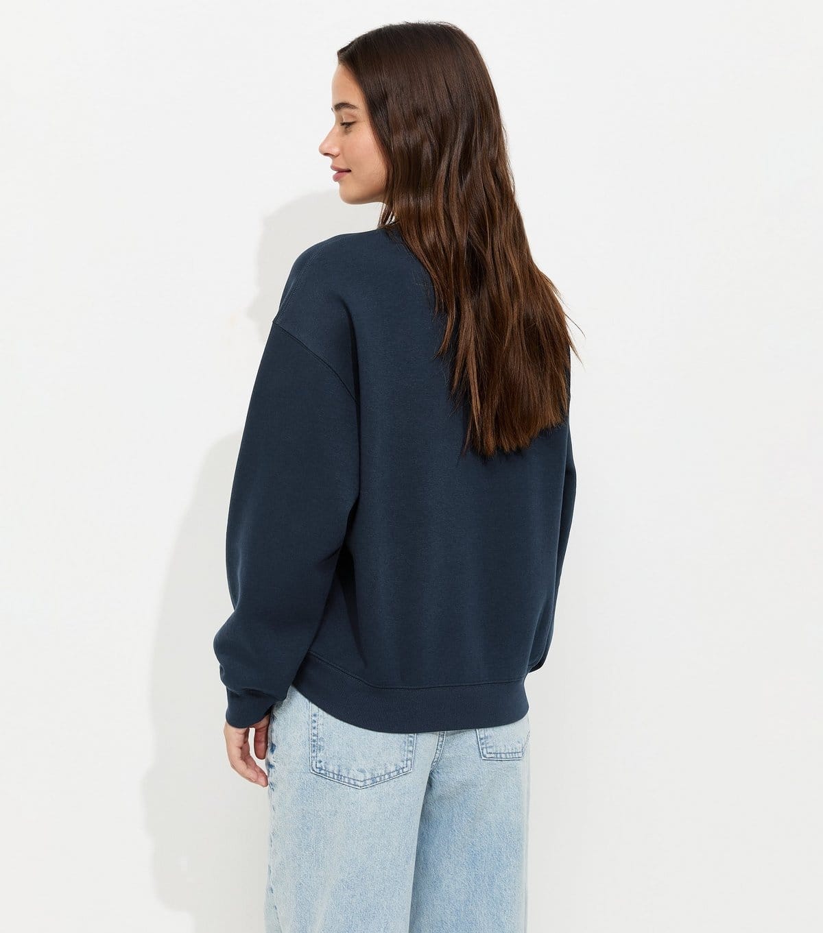 New Look Women's Navy Cotton Rich Embroidered Soho Logo Sweatshirt New Look - 4