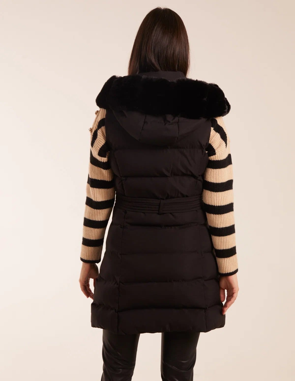 Blue Vanilla Faux Fur Detail Belted Gilet - 4