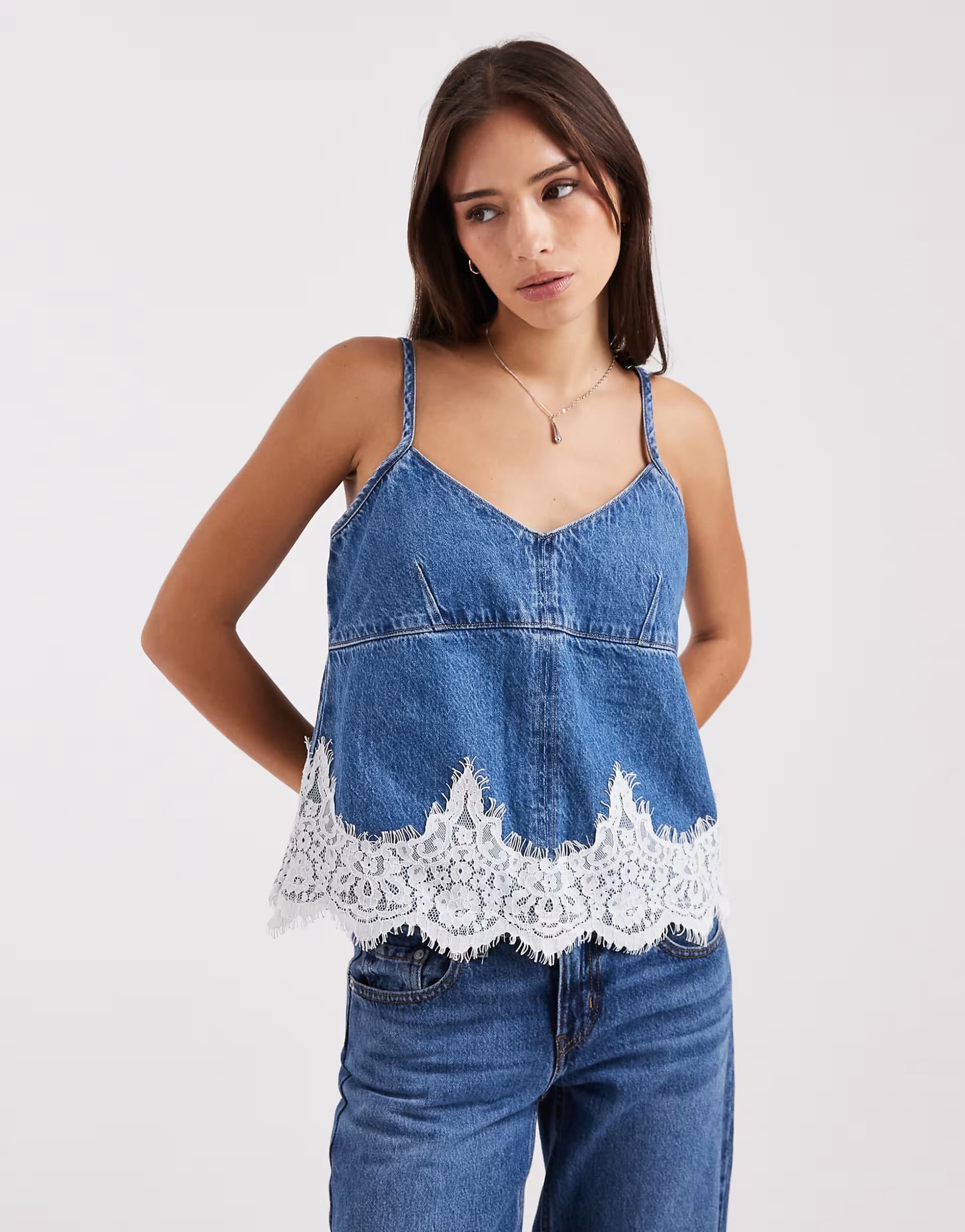 ASOS Levi's denim lace cami co-ord in blue
