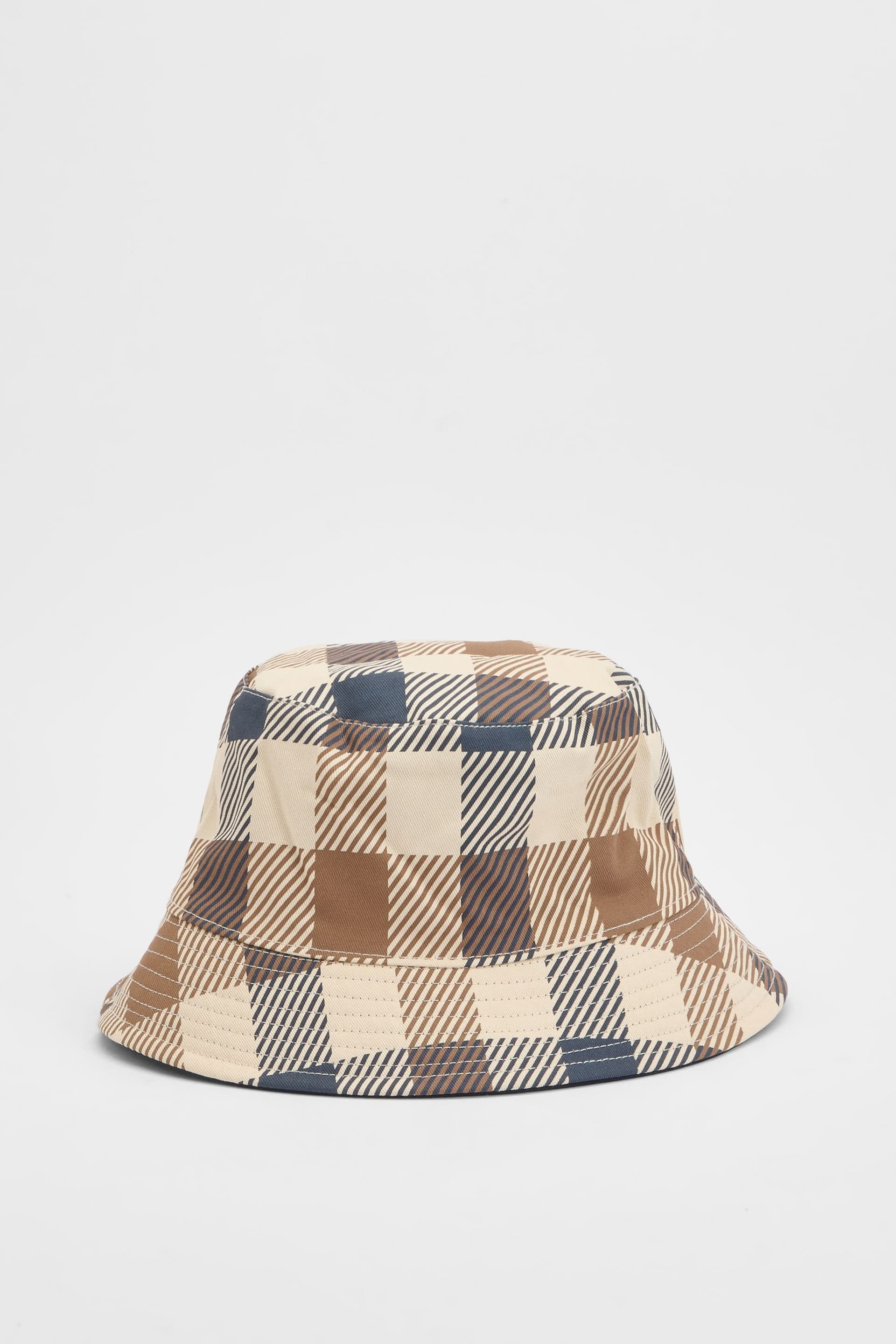 Aquascutum Aquascutum Men's Cotton Bucket Hat Macro Check in Tan