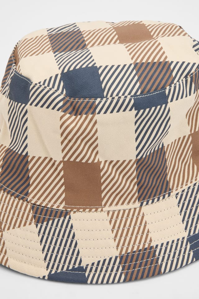 Aquascutum Aquascutum Men's Cotton Bucket Hat Macro Check in Tan - 2