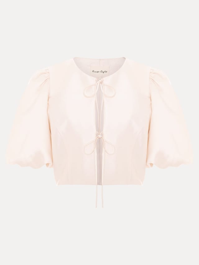 Phase Eight Phase Eight Women's Paulina Cropped Puff-Sleeve Jacket in Cream - 2