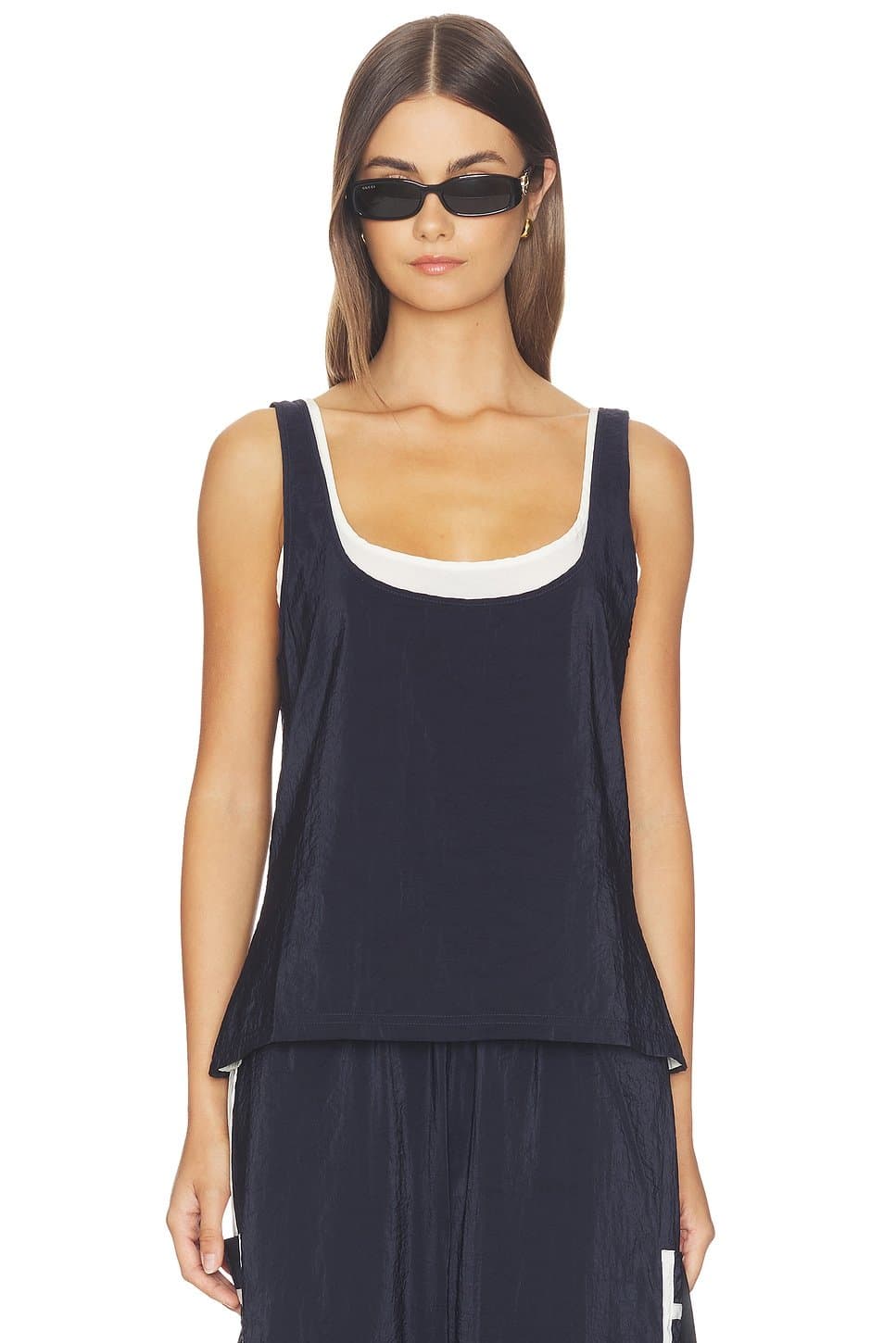 revolve Revolve Navy & Ivory Double Layer Scoop Tank