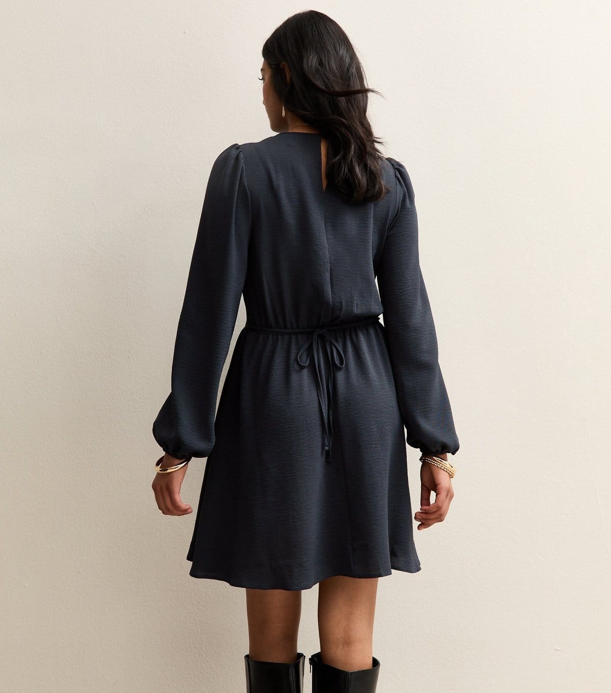 New Look Women's Black Long Sleeve Skater Skirt Mini Dress New Look - 4