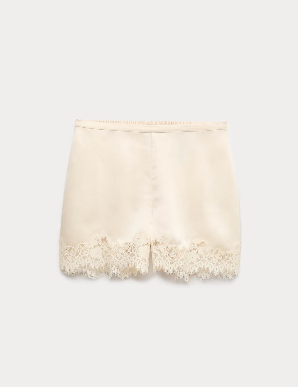 Marks & Spencer M&S Satin Lace Trim Shorts Cream