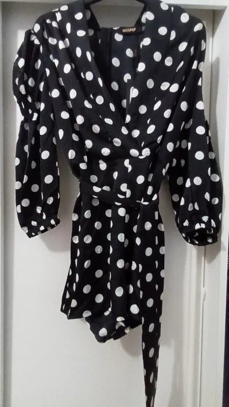 Misspap MissPap polka dot, puff sleeve playsuit