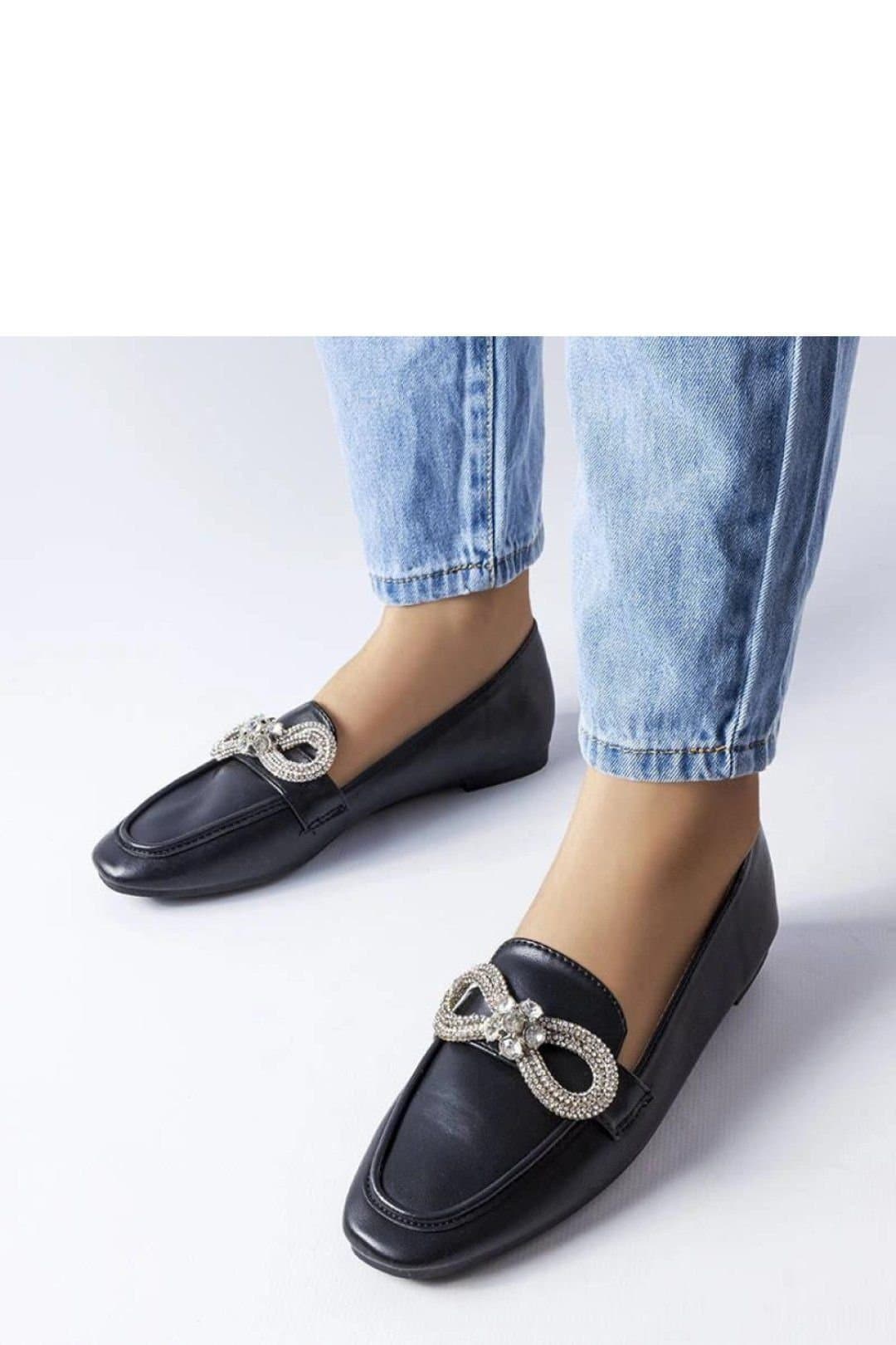 Love Lace Love Lace Women's Elegant Slip On Zircon Embellished Moccasins for Summer Comfort in Black