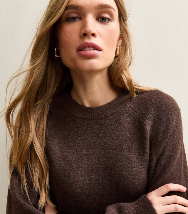 New Look Women's Dark Brown Crew Neck Midweight Knit Jumper New Look - 2