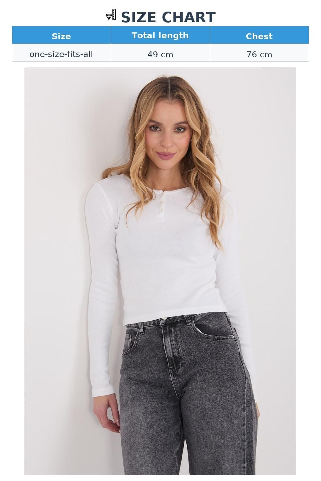 Love Lace Love Lace Women's Cotton Fitted Round Neck Blouse with Buttons in White - 4