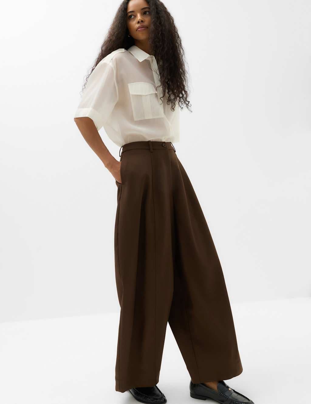 Marks & Spencer M&S Chocolate Barrel Leg Trousers