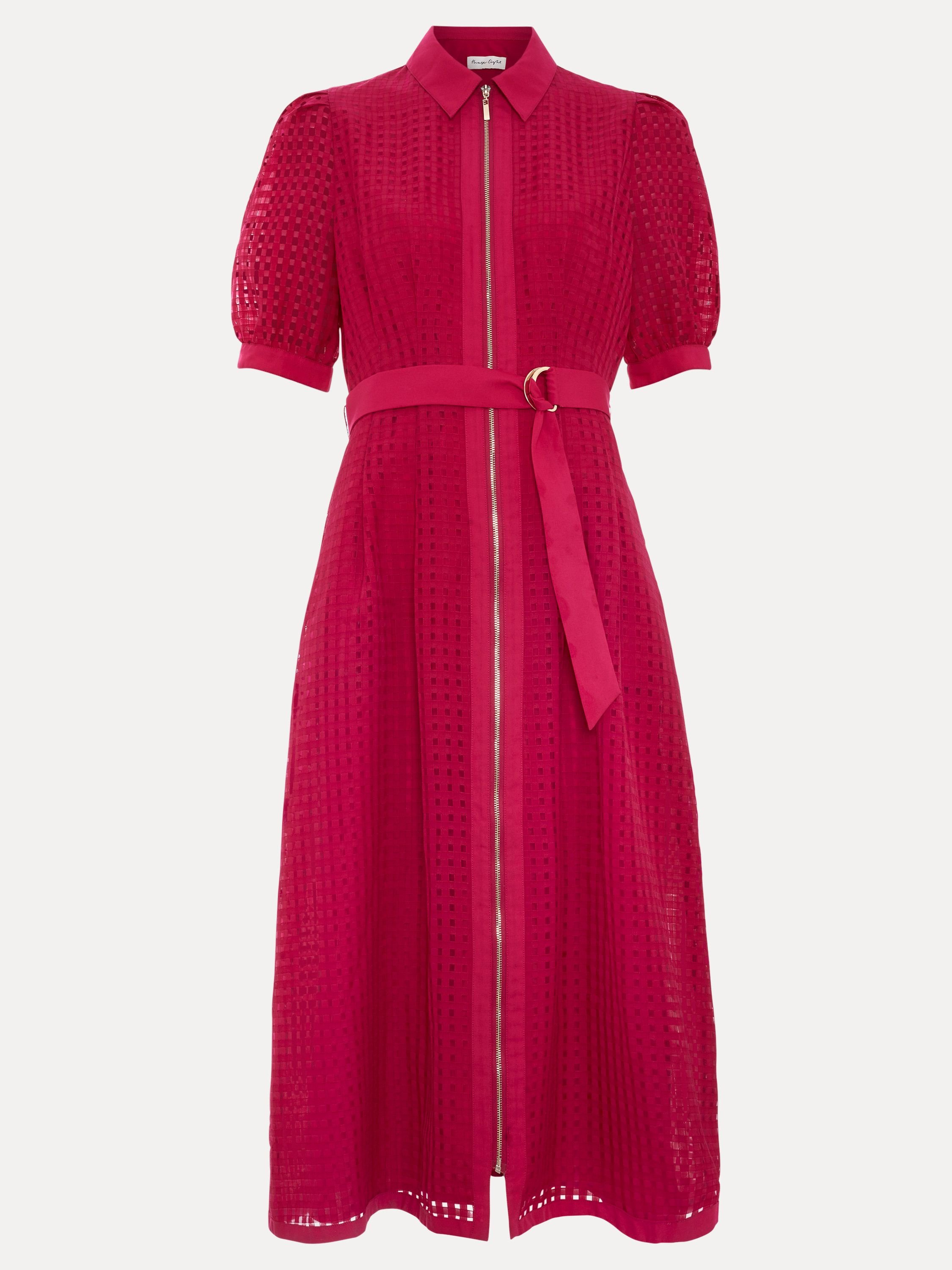 Phase Eight Phase Eight Women's Carey Belted Midi Shirt Dress in Fuchsia - 2